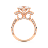 Elongated Round Cut 3.0 Carat Moissanite Ring – Hidden Halo & Pave Setting in Gold
