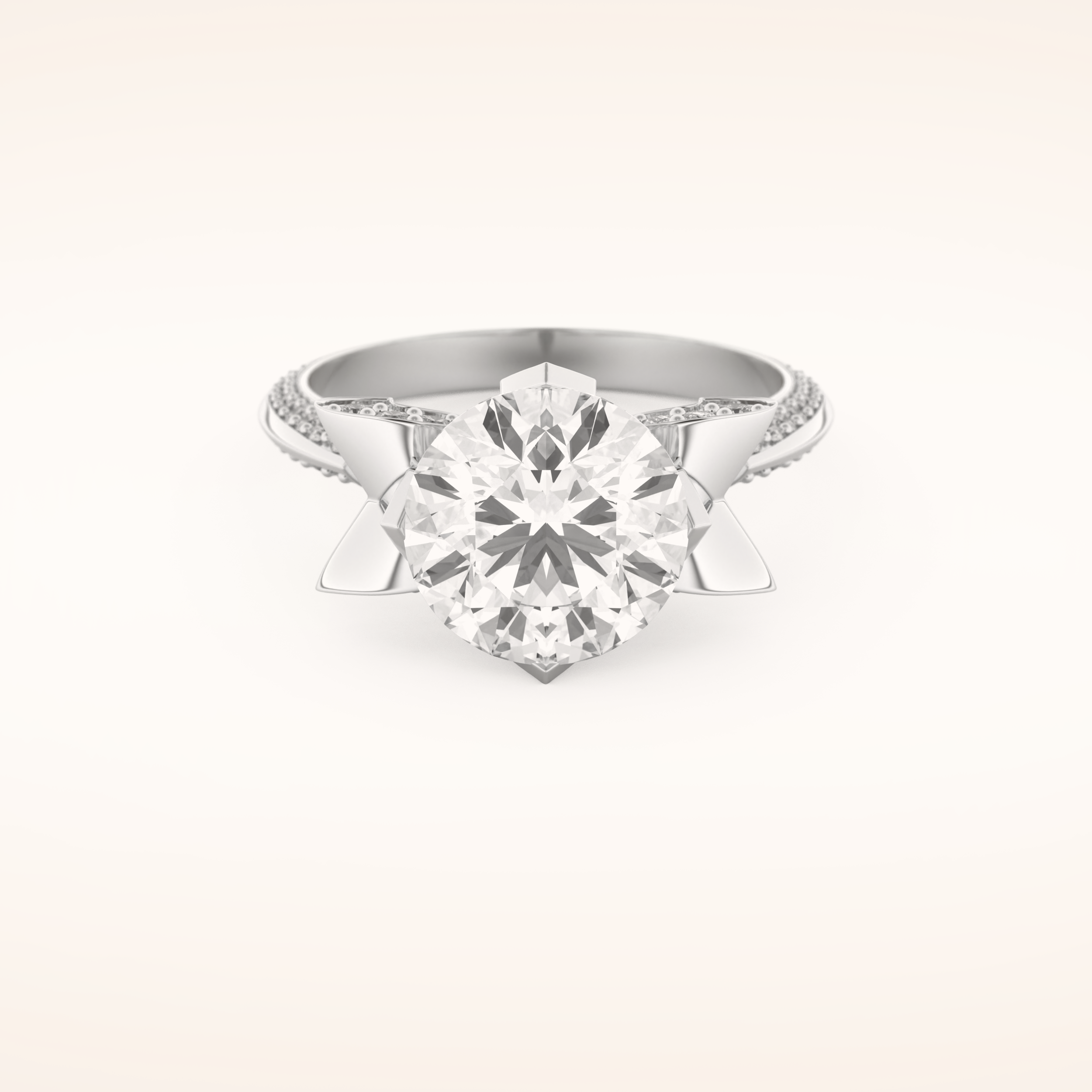 3 CT Round Shaped Pave Moissanite Engagement Ring