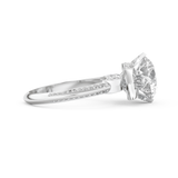 Elongated Round Cut 3.0 Carat Moissanite Ring – Hidden Halo & Pave Setting in Gold