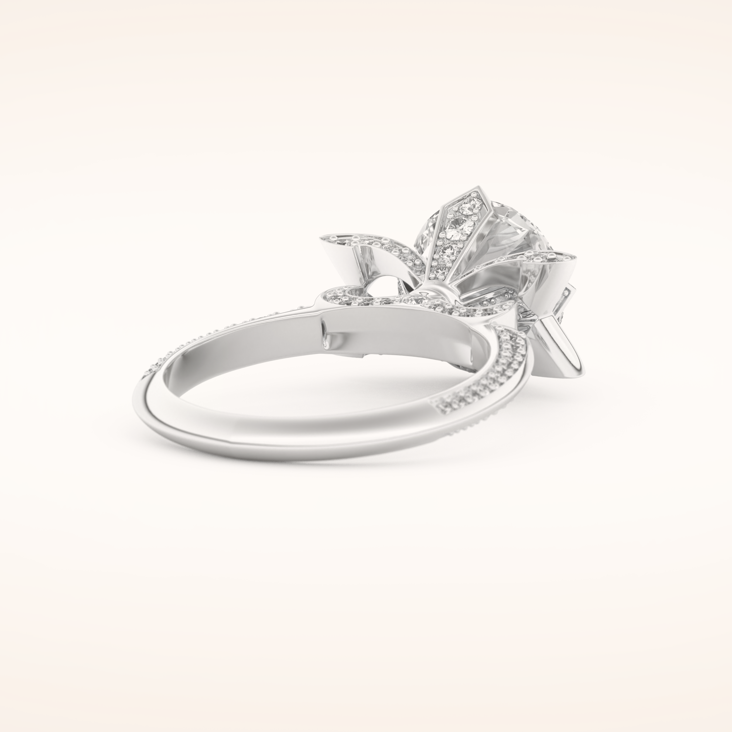 3 CT Round Shaped Pave Moissanite Engagement Ring