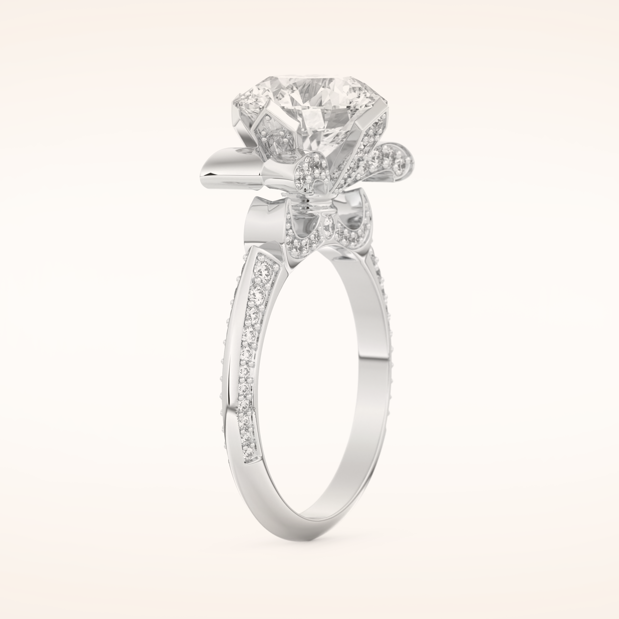 3 CT Round Shaped Pave Moissanite Engagement Ring