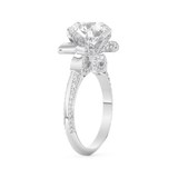 Elongated Round Cut 3.0 Carat Moissanite Ring – Hidden Halo & Pave Setting in Gold