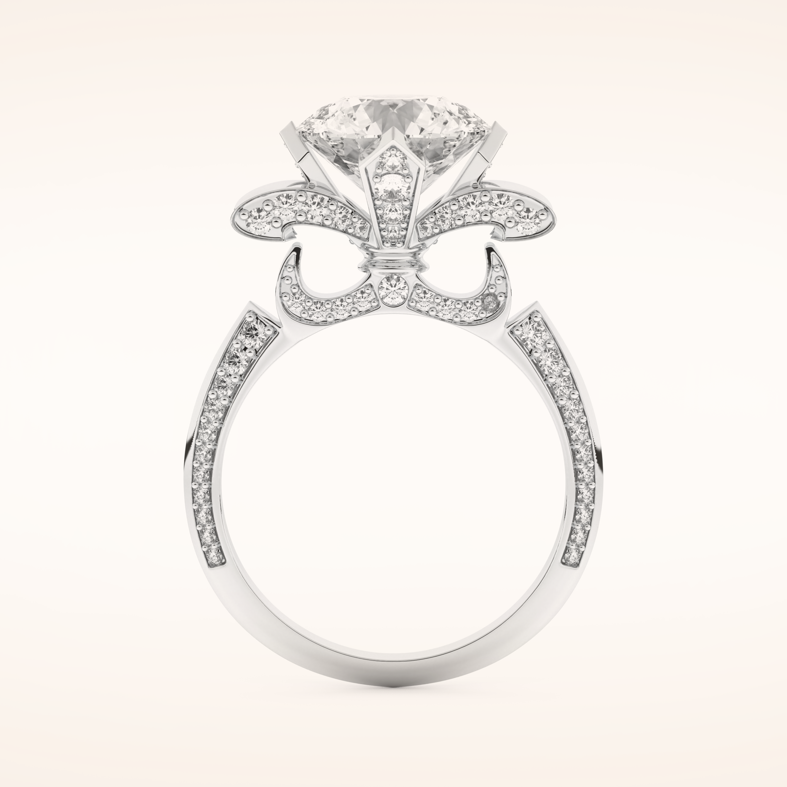 3 CT Round Shaped Pave Moissanite Engagement Ring