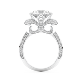 Elongated Round Cut 3.0 Carat Moissanite Ring – Hidden Halo & Pave Setting in Gold