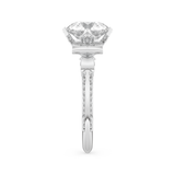 Elongated Round Cut 3.0 Carat Moissanite Ring – Hidden Halo & Pave Setting in Gold