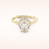 2.73 CT Pear Shaped Three Stone Twisted Shank Moissanite Engagement Ring
