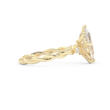 Elongated Pear Cut 2.73 Carat Moissanite Ring – Three Stones Setting in Gold
