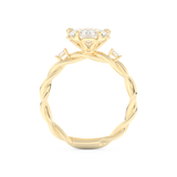 Elongated Pear Cut 2.73 Carat Moissanite Ring – Three Stones Setting in Gold