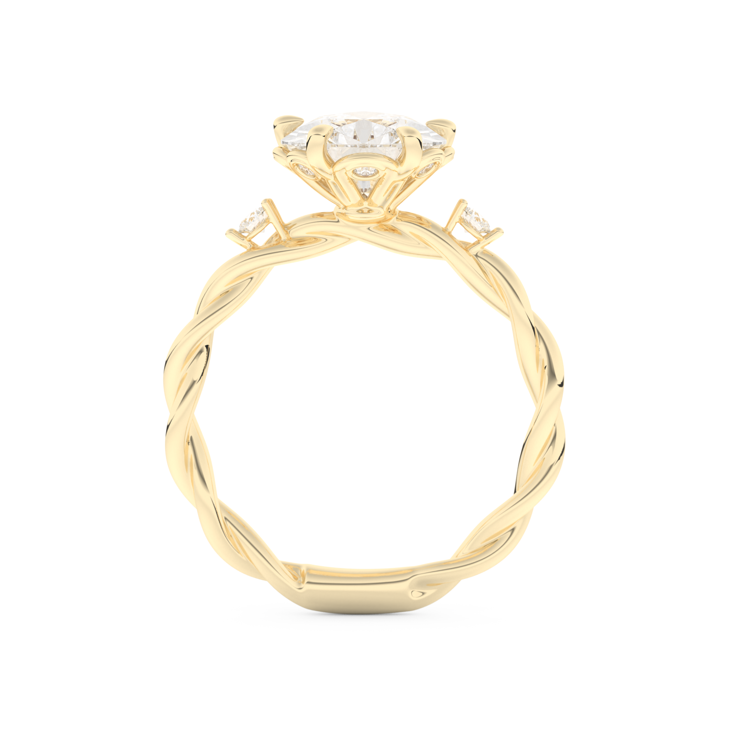 Elongated Pear Cut 2.73 Carat Moissanite Ring – Three Stones Setting in Gold