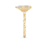 Elongated Pear Cut 2.73 Carat Moissanite Ring – Three Stones Setting in Gold
