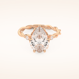 2.73 CT Pear Shaped Three Stone Twisted Shank Moissanite Engagement Ring