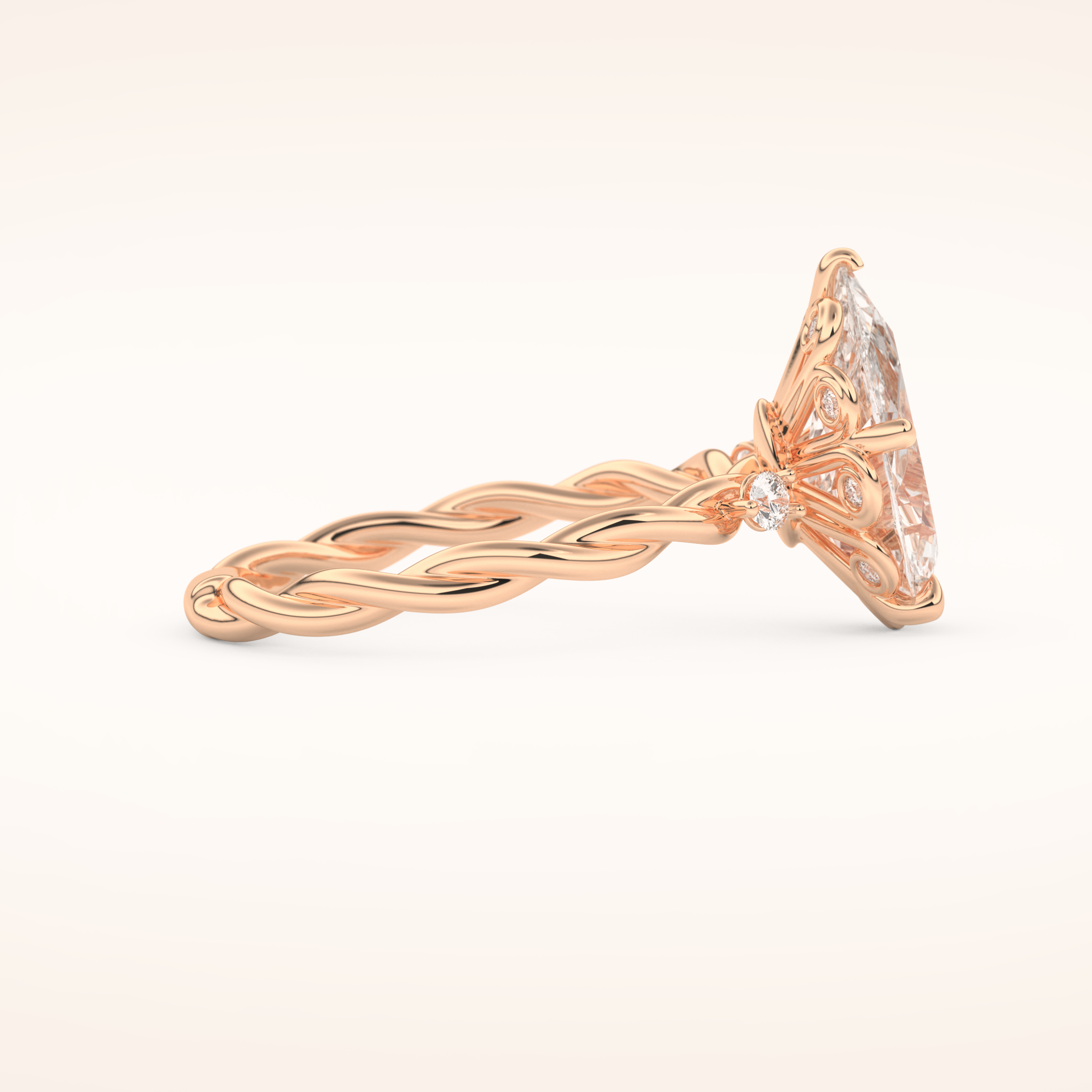 2.73 CT Pear Shaped Three Stone Twisted Shank Moissanite Engagement Ring