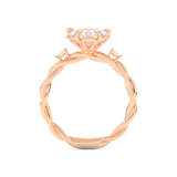 Elongated Pear Cut 2.73 Carat Moissanite Ring – Three Stones Setting in Gold