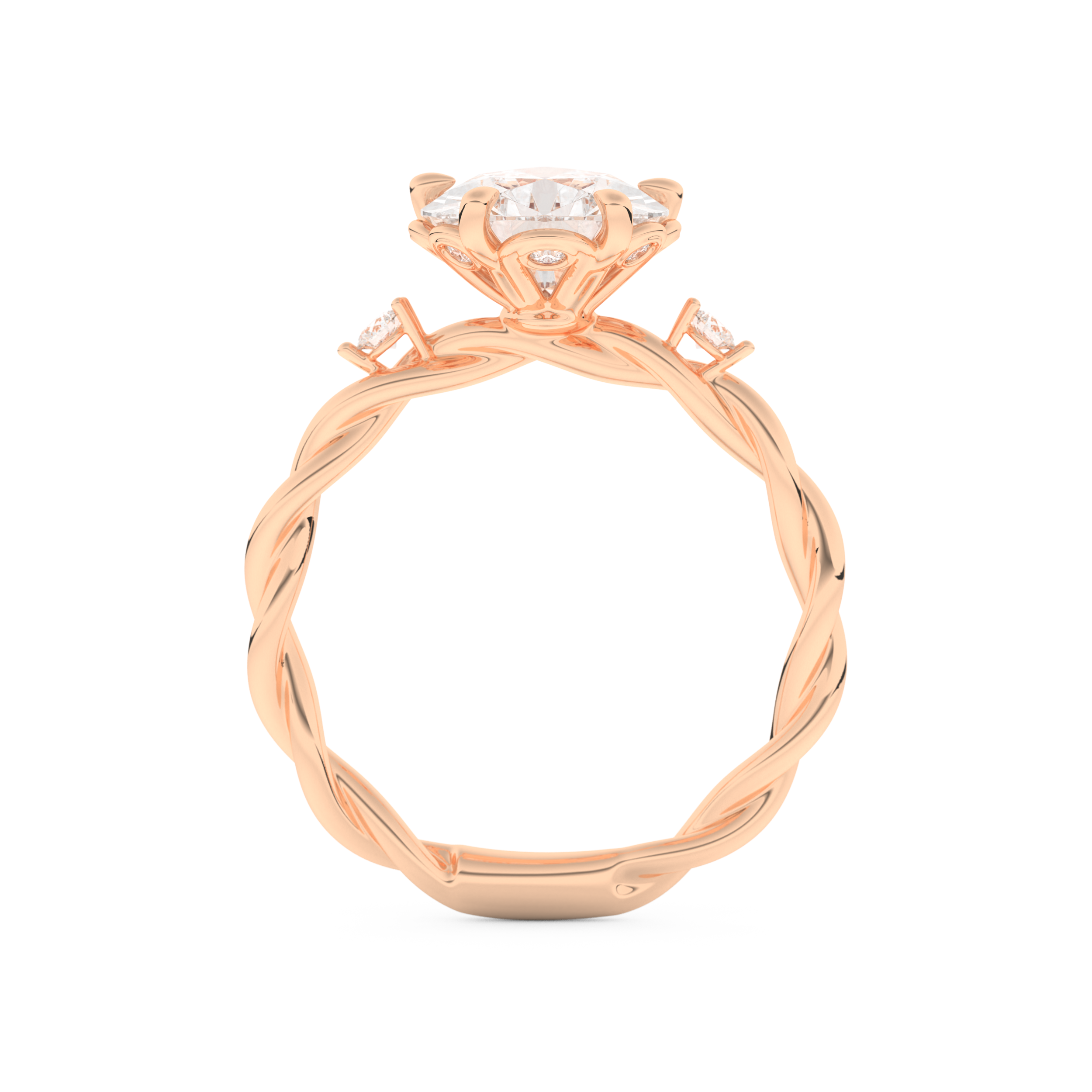 Elongated Pear Cut 2.73 Carat Moissanite Ring – Three Stones Setting in Gold