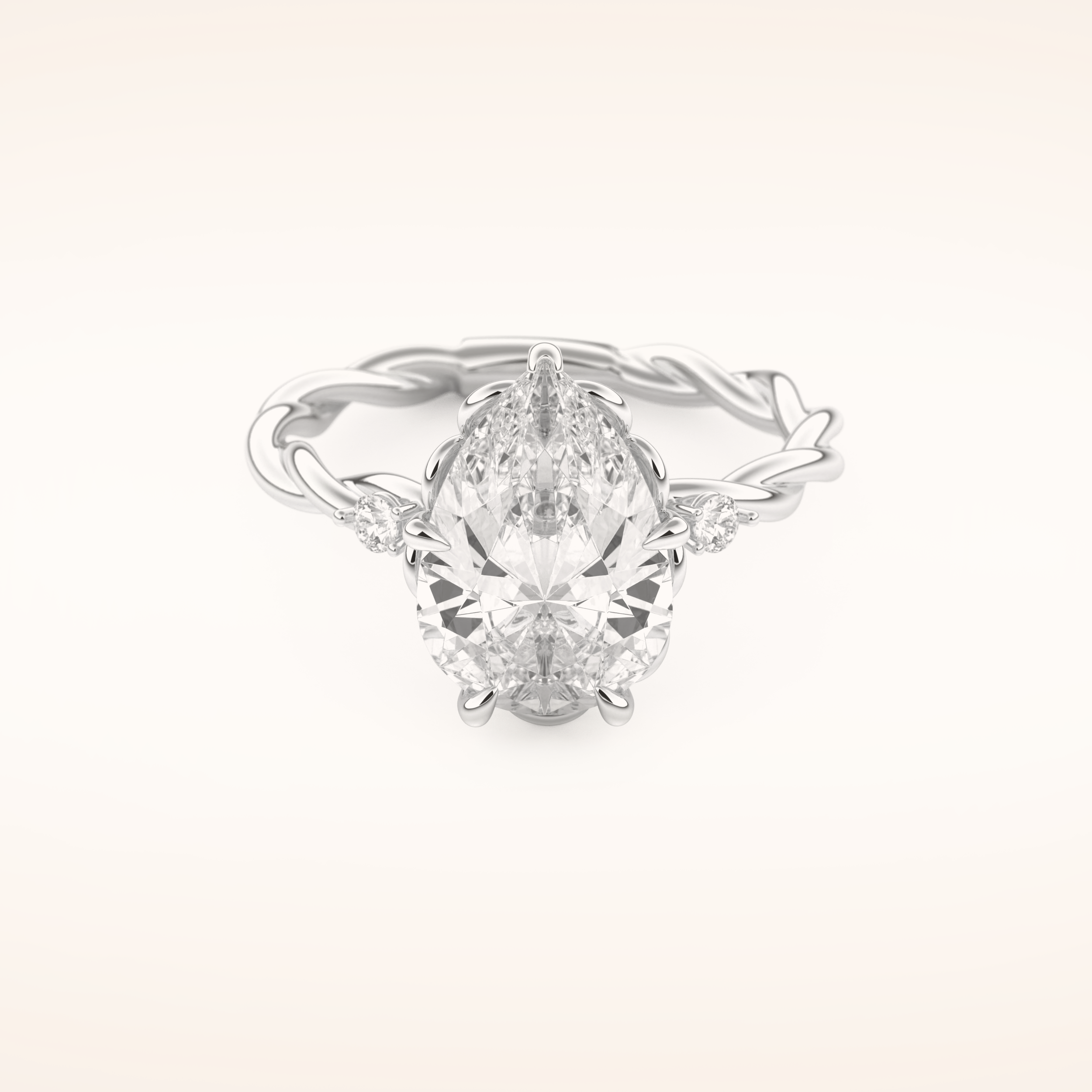 2.73 CT Pear Shaped Three Stone Twisted Shank Moissanite Engagement Ring