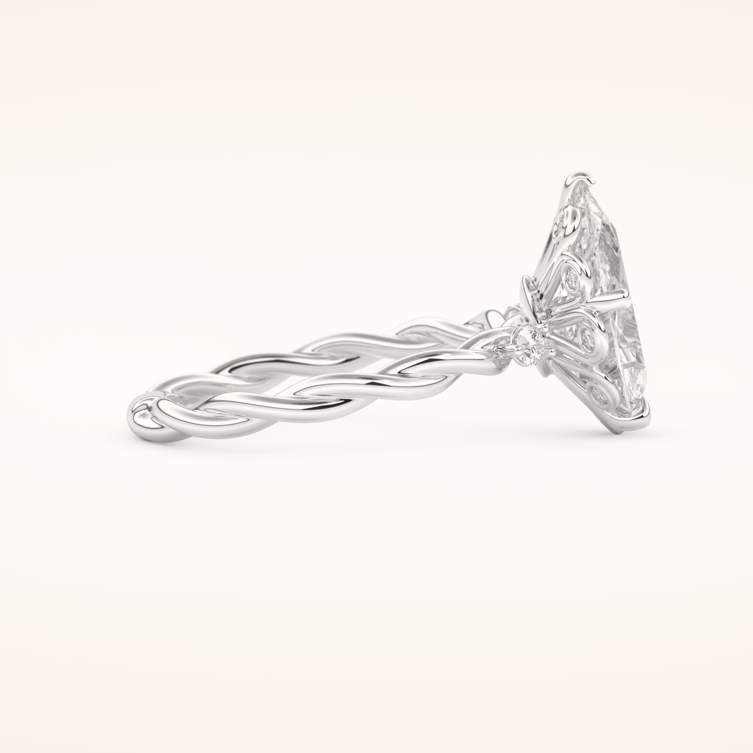 2.73 CT Pear Shaped Three Stone Twisted Shank Moissanite Engagement Ring