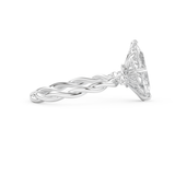 Elongated Pear Cut 2.73 Carat Moissanite Ring – Three Stones Setting in Gold