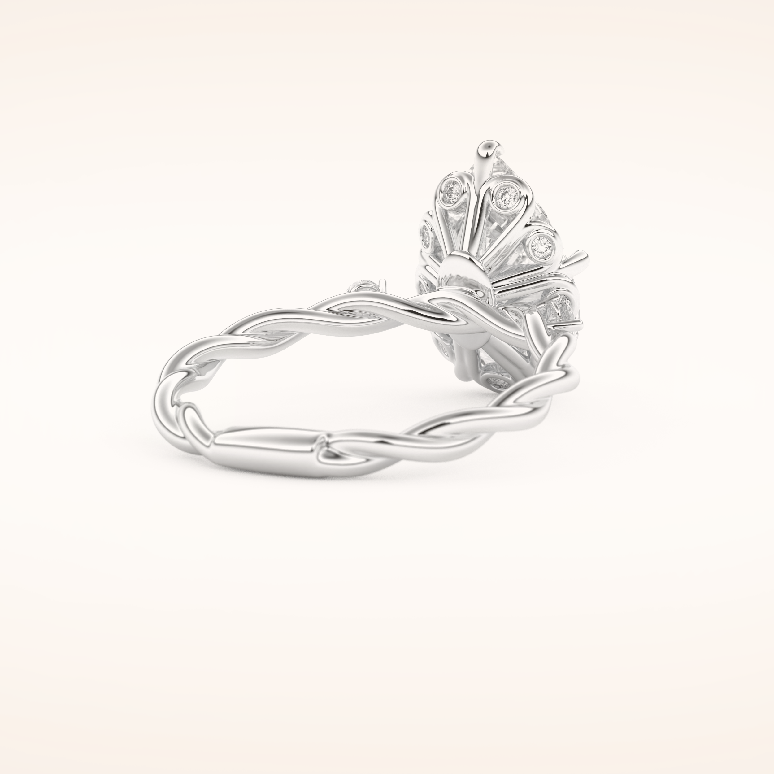 2.73 CT Pear Shaped Three Stone Twisted Shank Moissanite Engagement Ring
