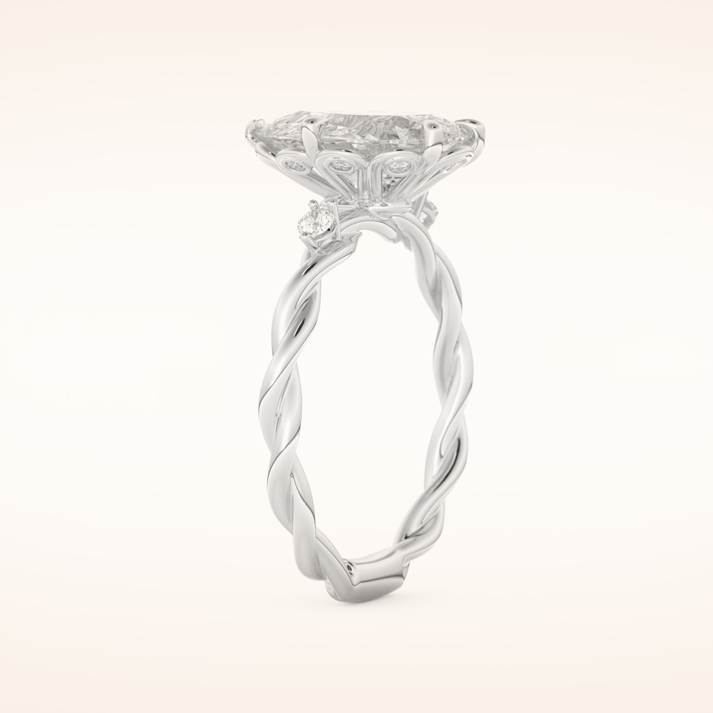 2.73 CT Pear Shaped Three Stone Twisted Shank Moissanite Engagement Ring
