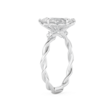Elongated Pear Cut 2.73 Carat Moissanite Ring – Three Stones Setting in Gold