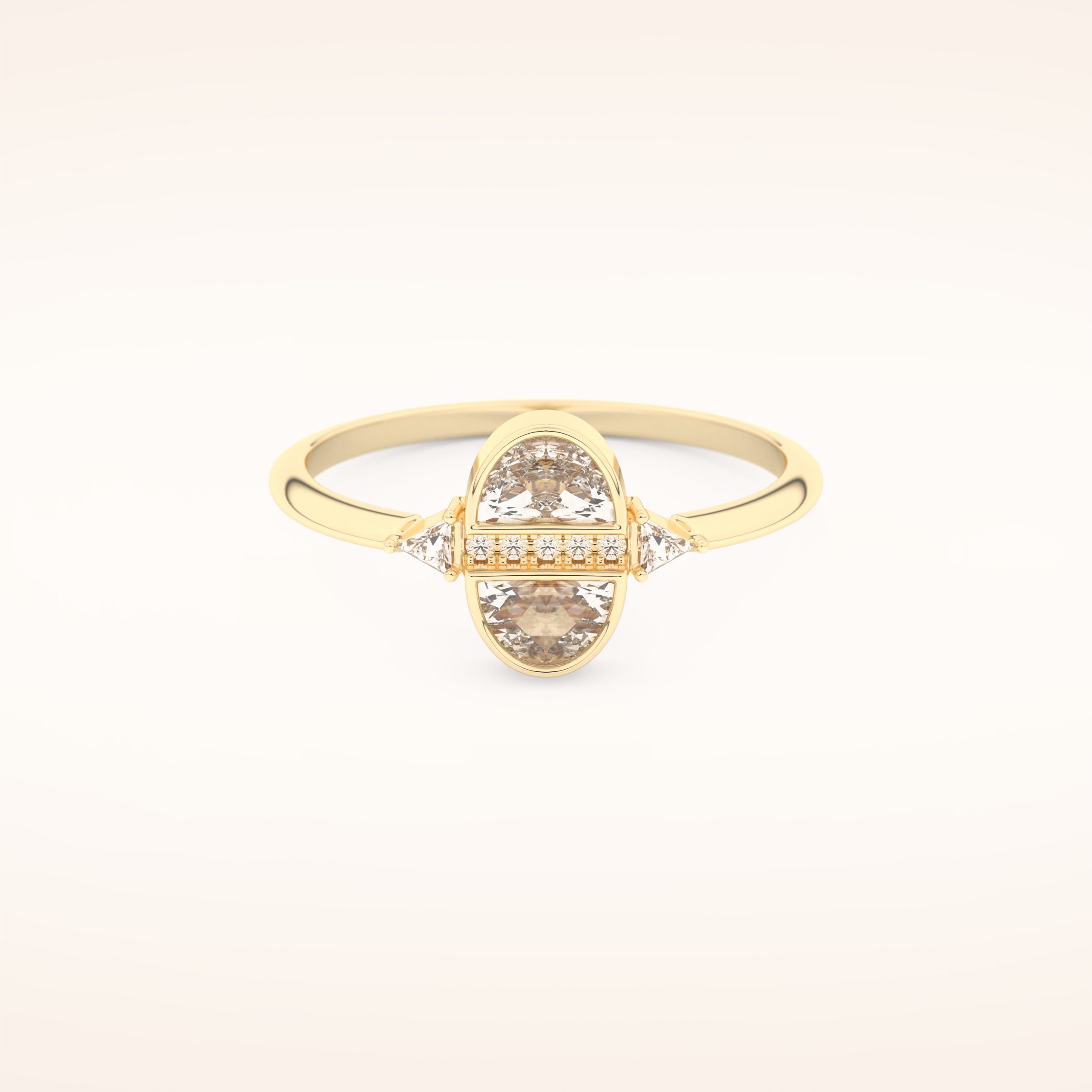 0.39 TCW Triangle, Half moon & Round Shaped Moissanite Multi Stone Bezel Wedding Band