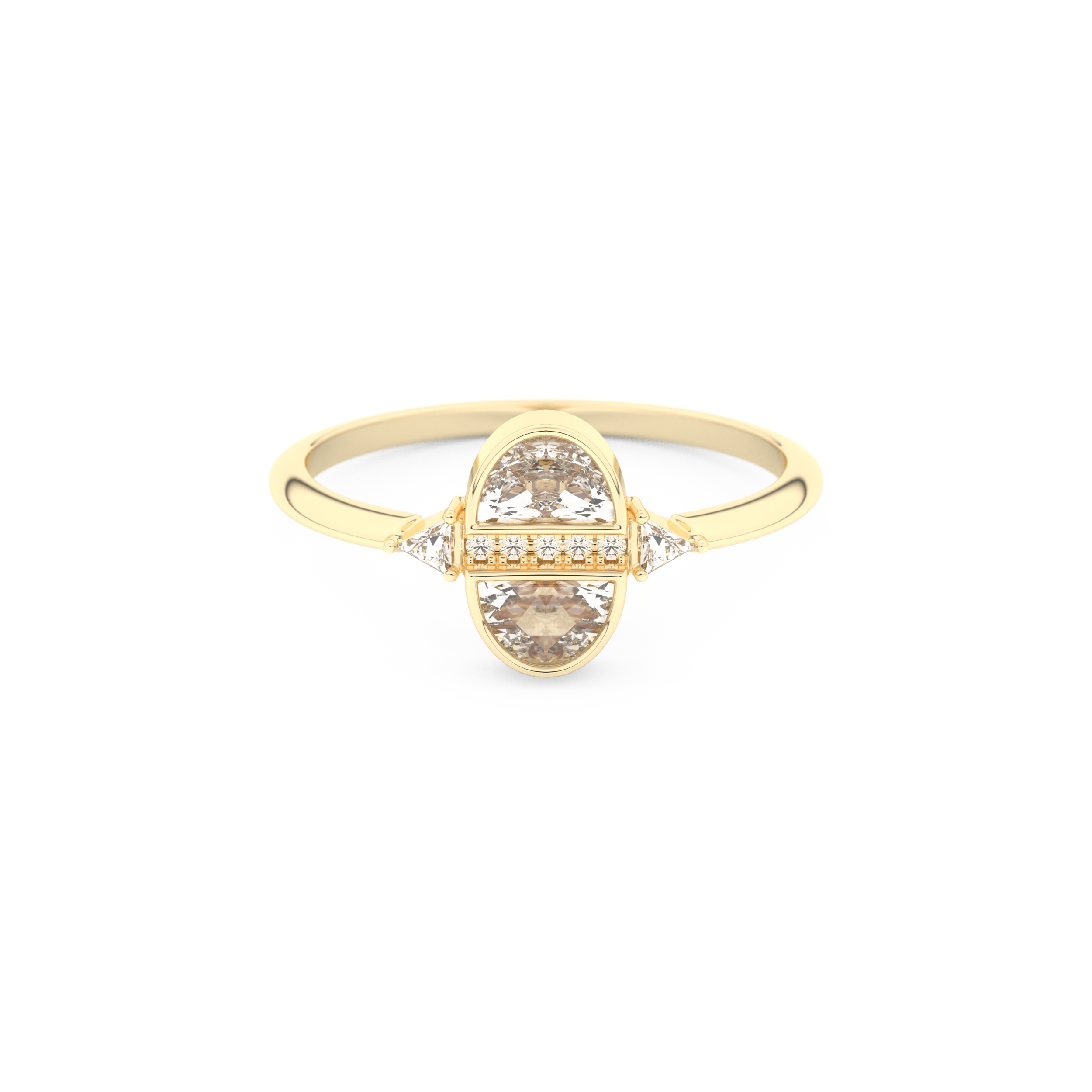 Wedding Band with 0.39 CT Triangle, Half Moon & Round Cut Moissanite – Yellow, White, or Rose Gold