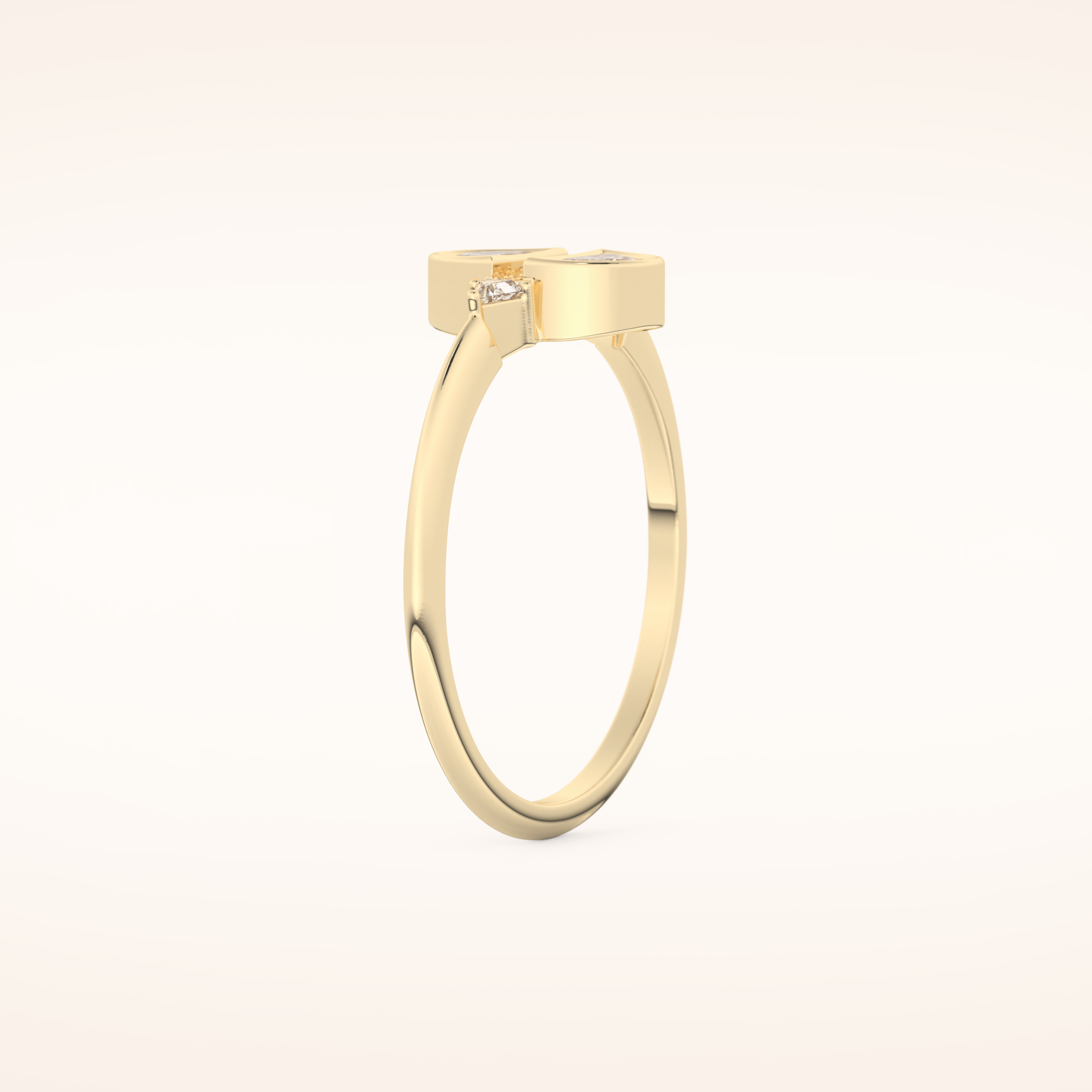 0.39 TCW Triangle, Half moon & Round Shaped Moissanite Multi Stone Bezel Wedding Band