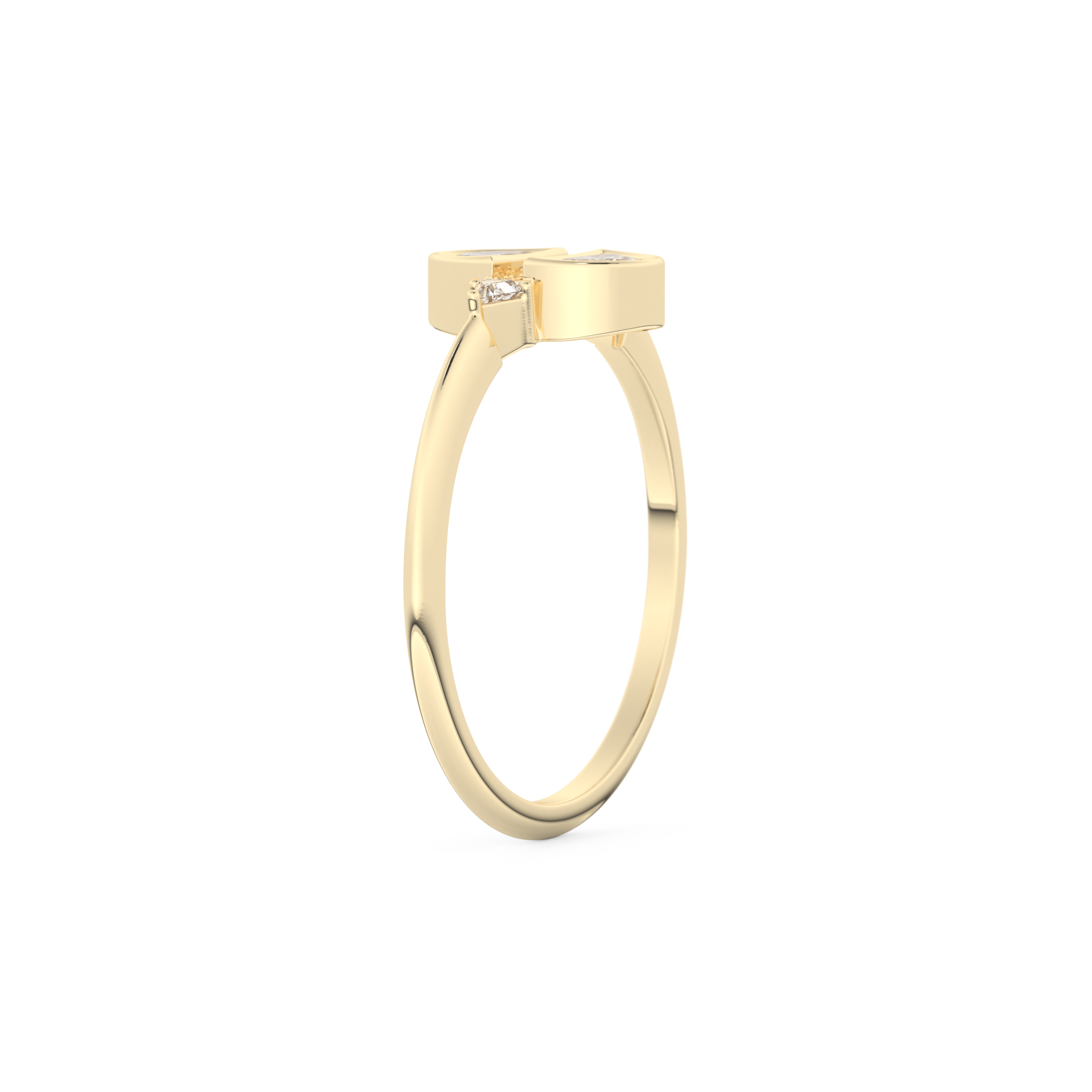 Wedding Band with 0.39 CT Triangle, Half Moon & Round Cut Moissanite – Yellow, White, or Rose Gold