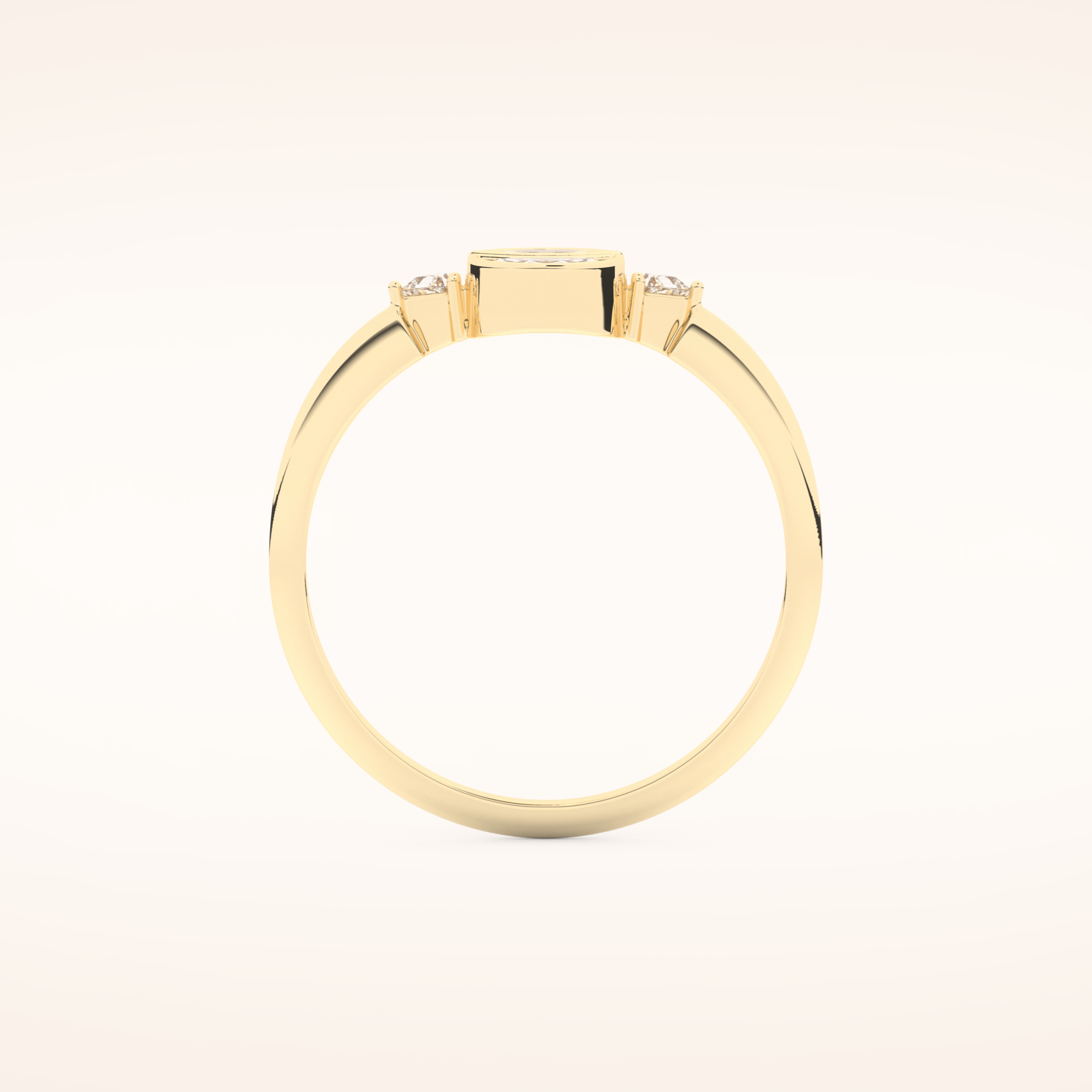 0.39 TCW Triangle, Half moon & Round Shaped Moissanite Multi Stone Bezel Wedding Band