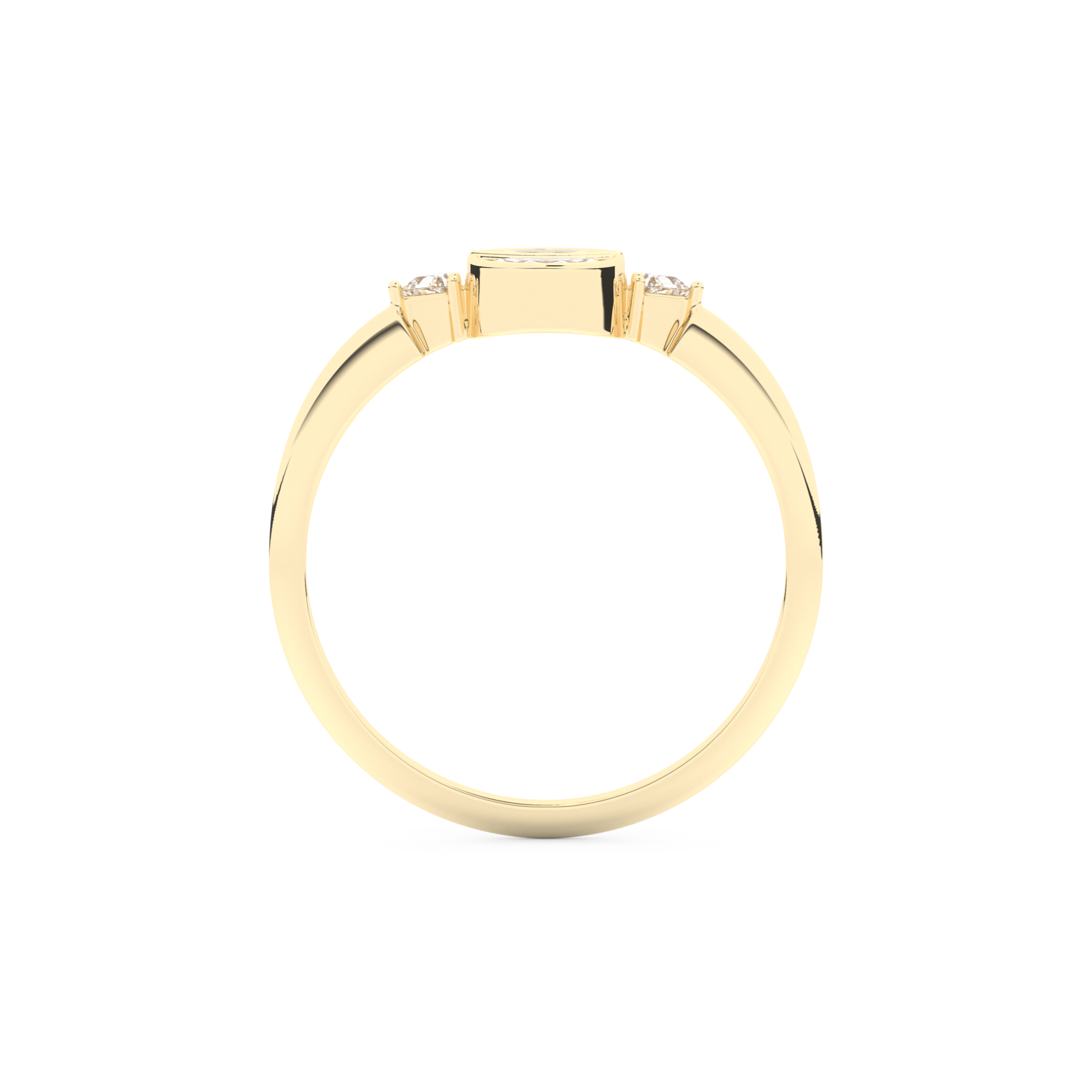 Wedding Band with 0.39 CT Triangle, Half Moon & Round Cut Moissanite – Yellow, White, or Rose Gold