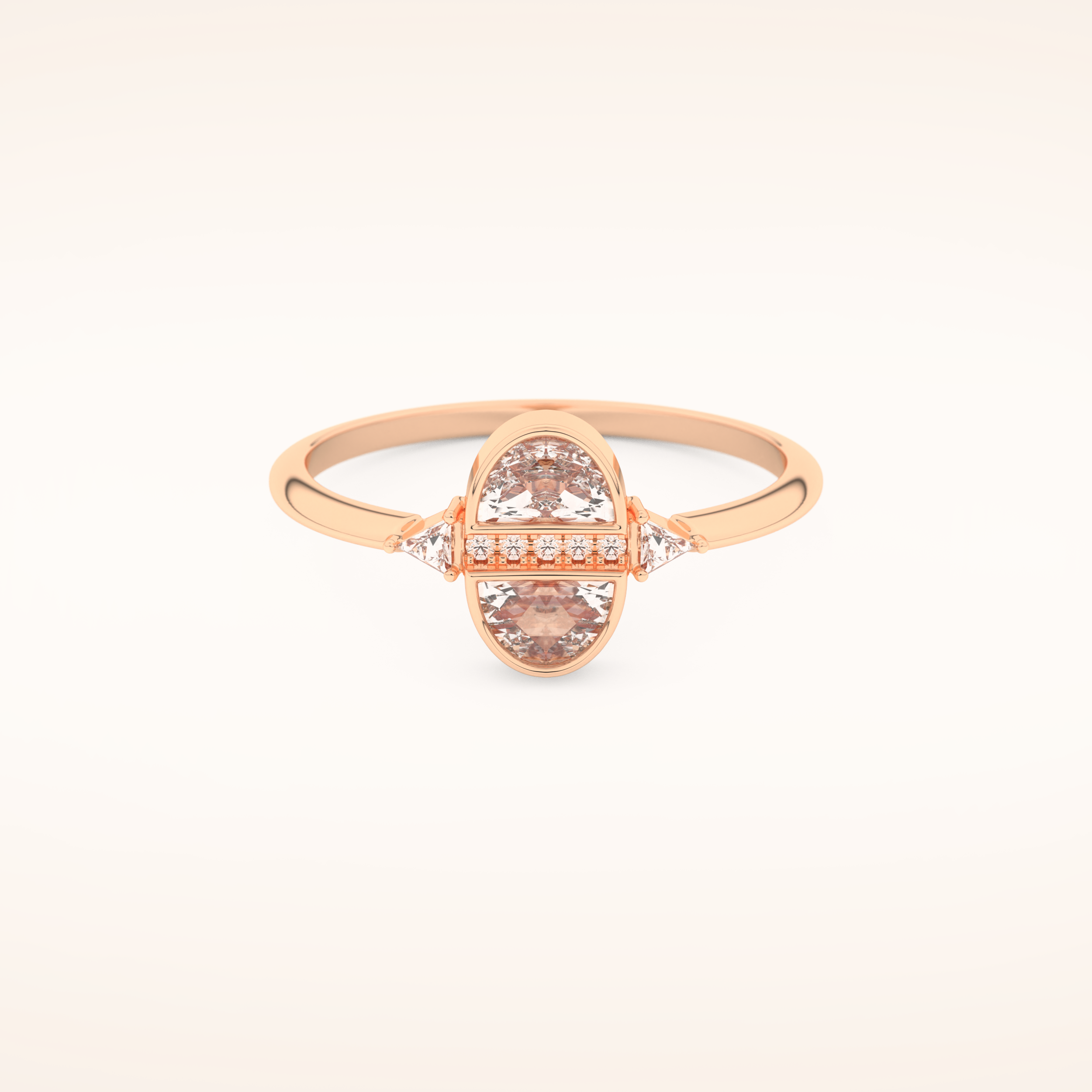 0.39 TCW Triangle, Half moon & Round Shaped Moissanite Multi Stone Bezel Wedding Band