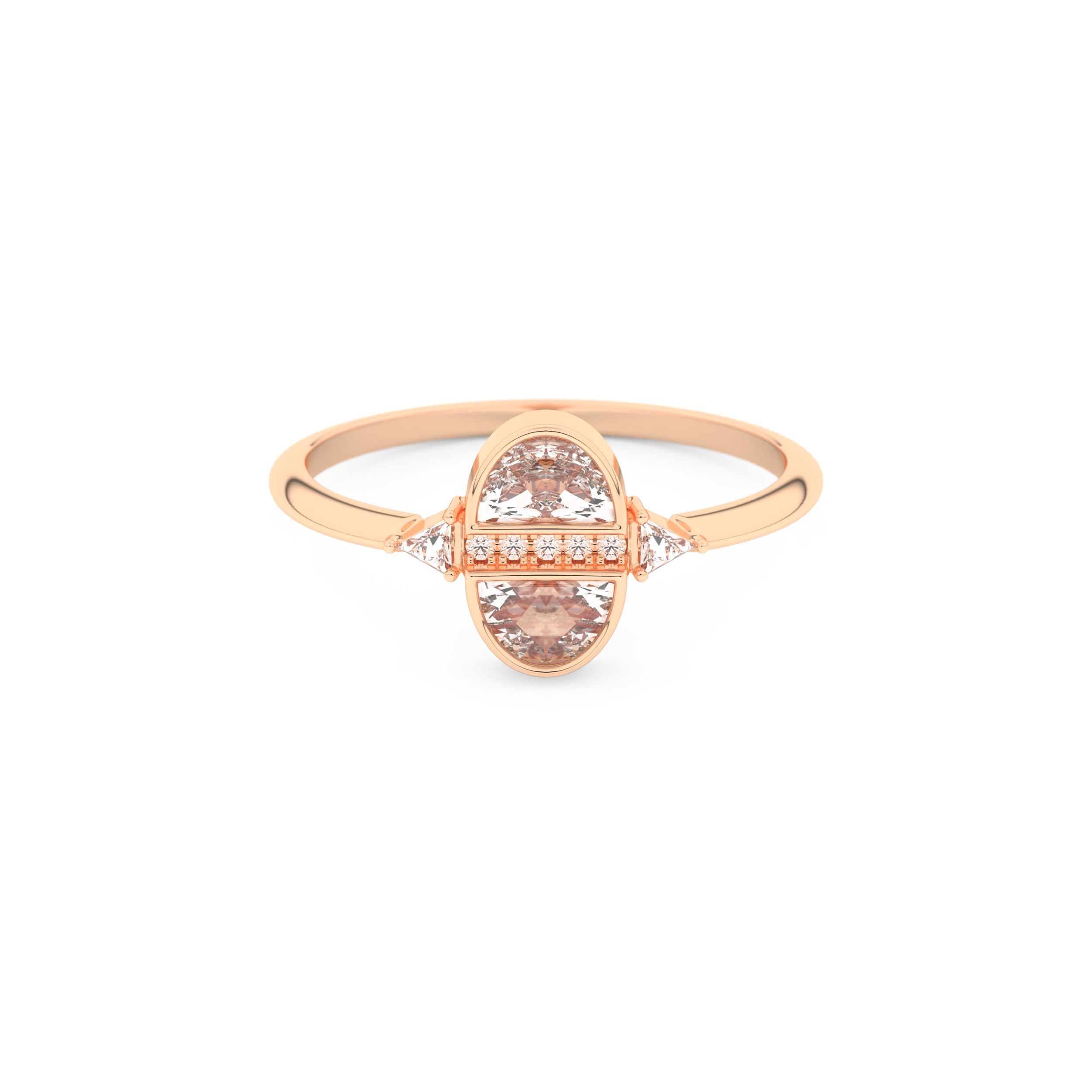 Wedding Band with 0.39 CT Triangle, Half Moon & Round Cut Moissanite – Yellow, White, or Rose Gold