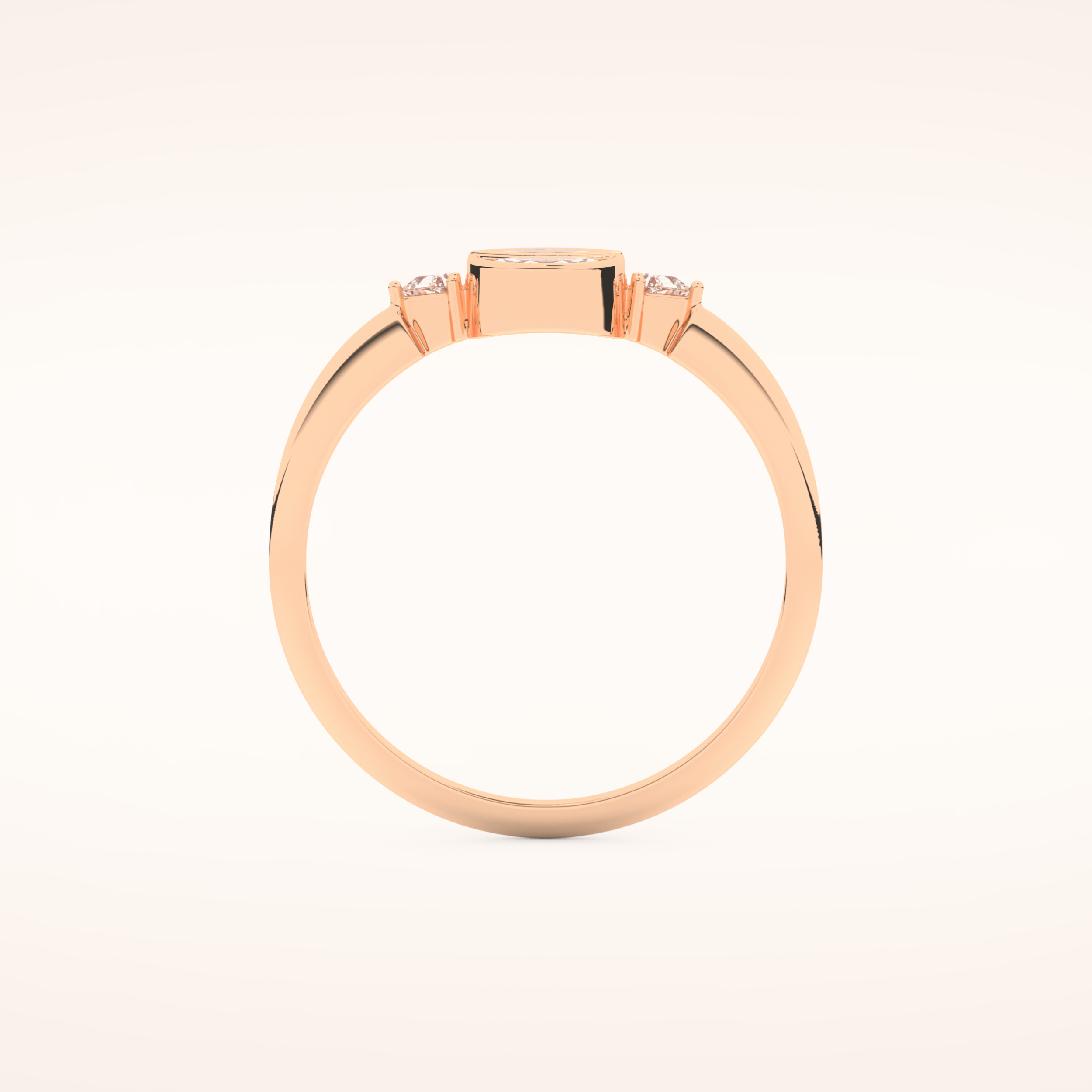 0.39 TCW Triangle, Half moon & Round Shaped Moissanite Multi Stone Bezel Wedding Band