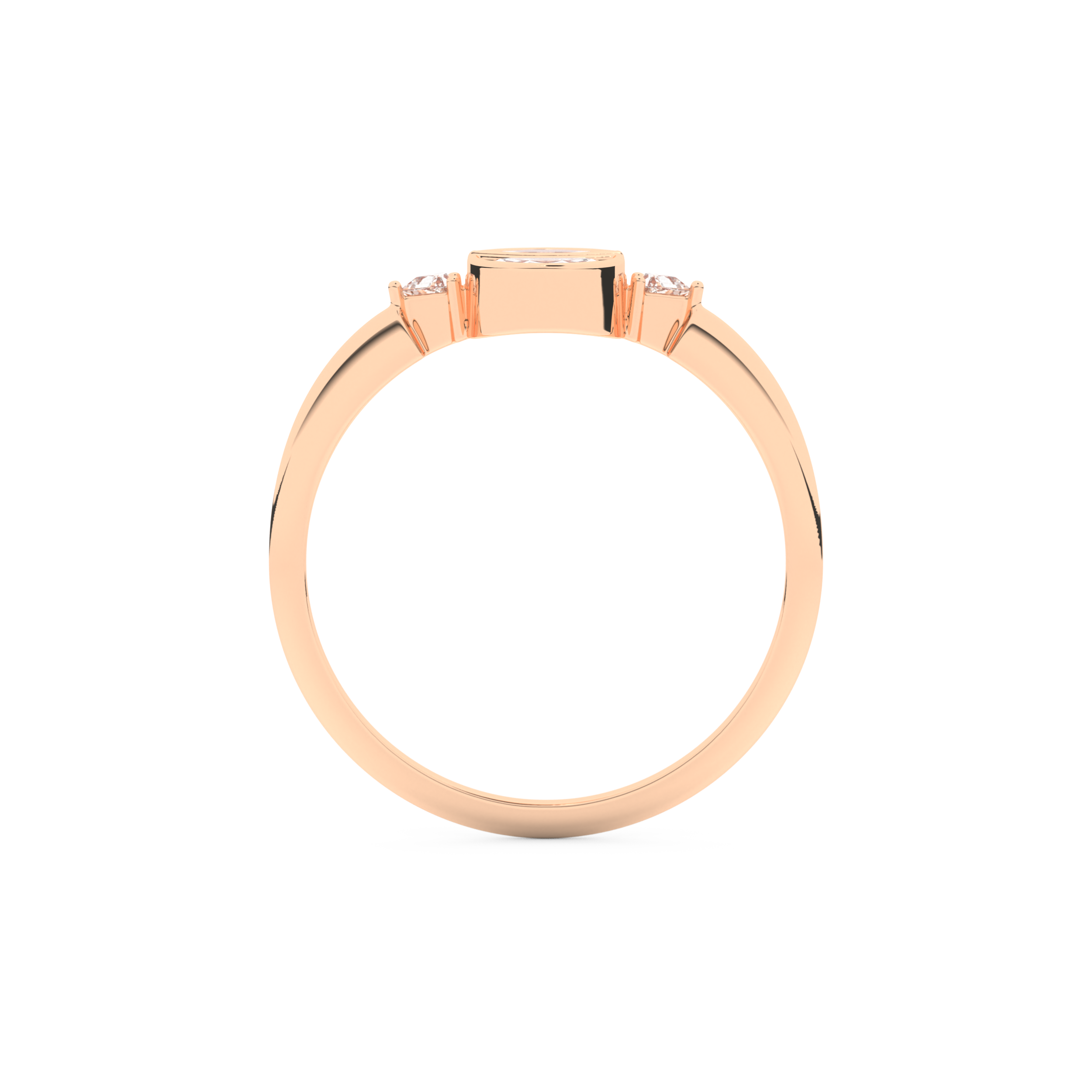 Wedding Band with 0.39 CT Triangle, Half Moon & Round Cut Moissanite – Yellow, White, or Rose Gold