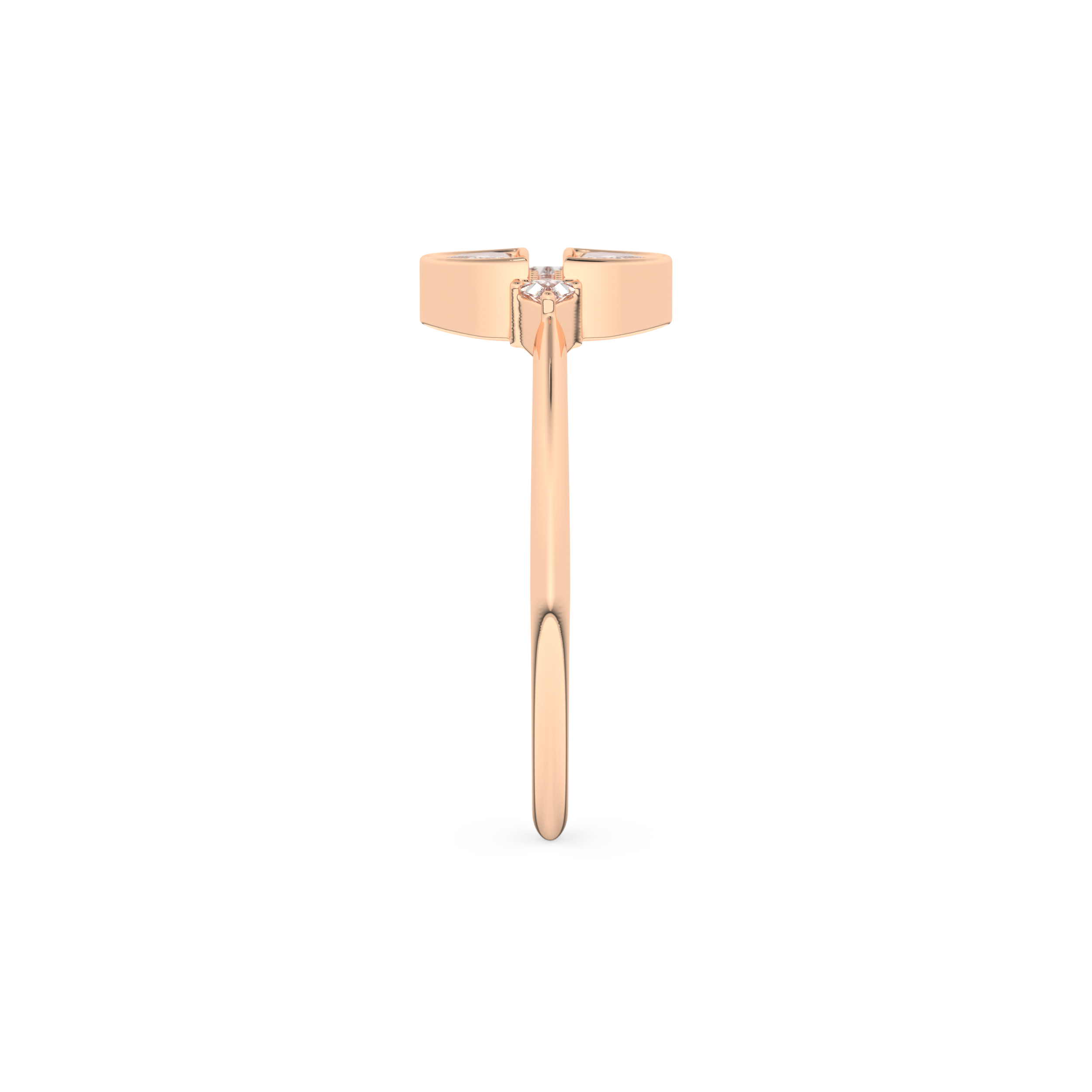 Wedding Band with 0.39 CT Triangle, Half Moon & Round Cut Moissanite – Yellow, White, or Rose Gold