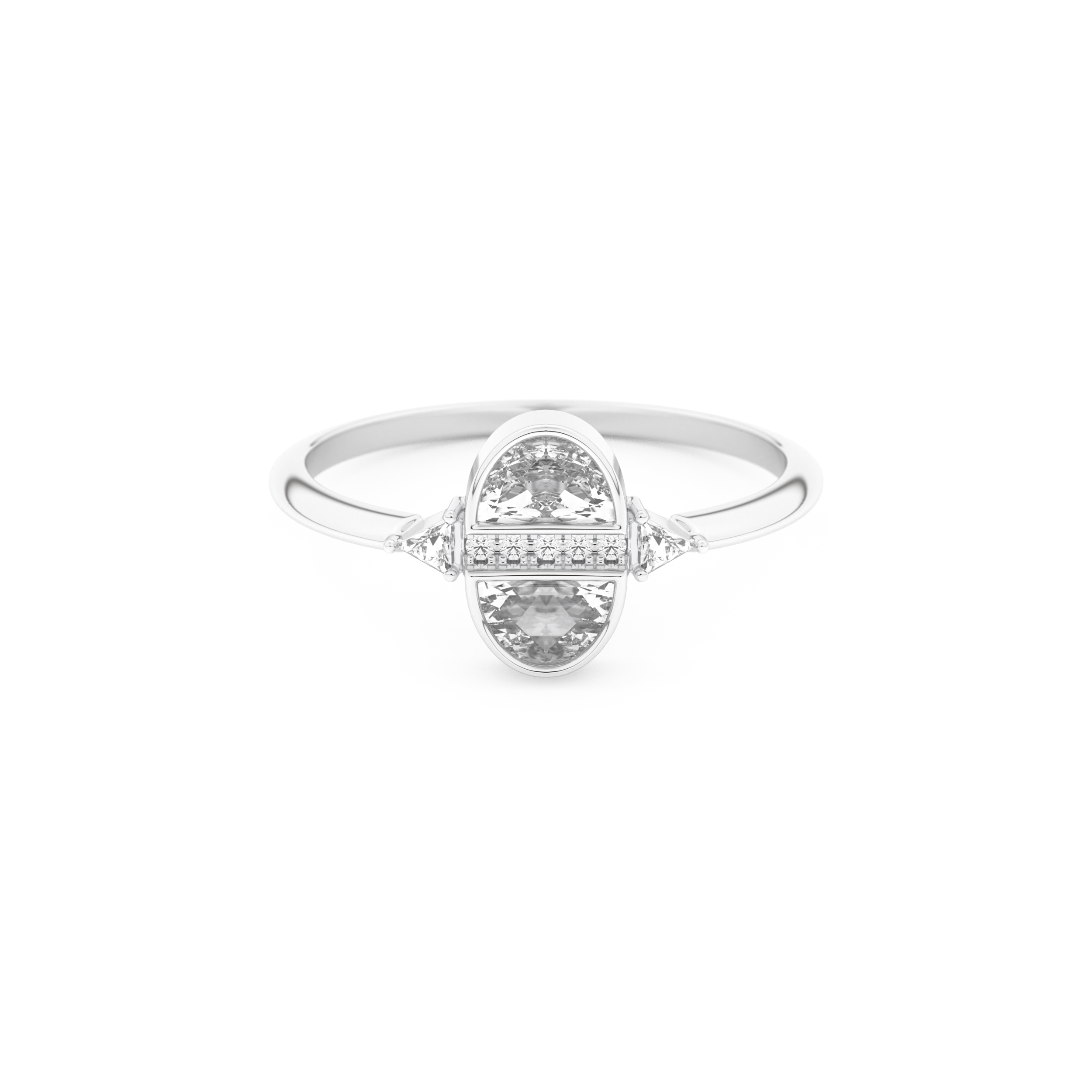 Wedding Band with 0.39 CT Triangle, Half Moon & Round Cut Moissanite – Yellow, White, or Rose Gold