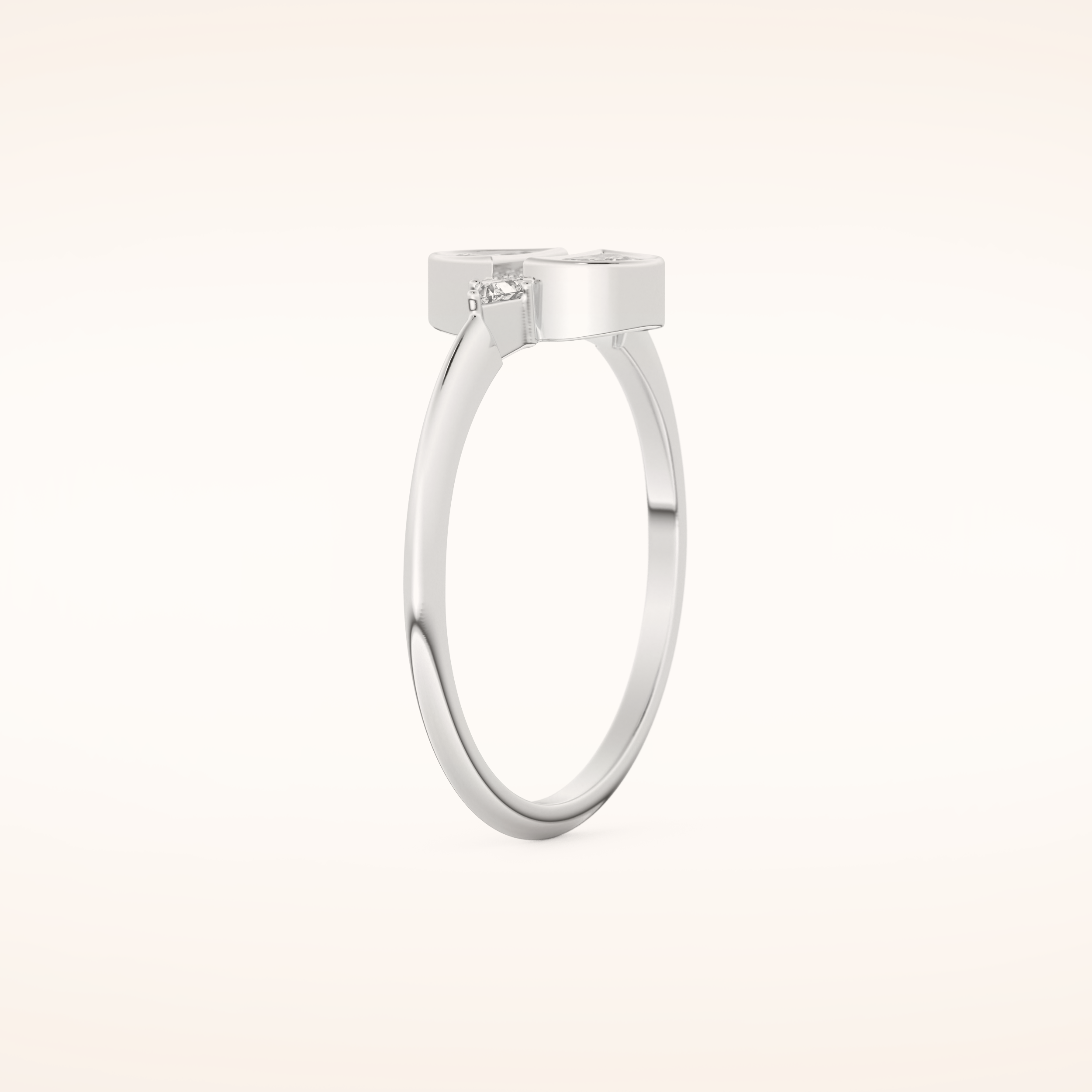0.39 TCW Triangle, Half moon & Round Shaped Moissanite Multi Stone Bezel Wedding Band