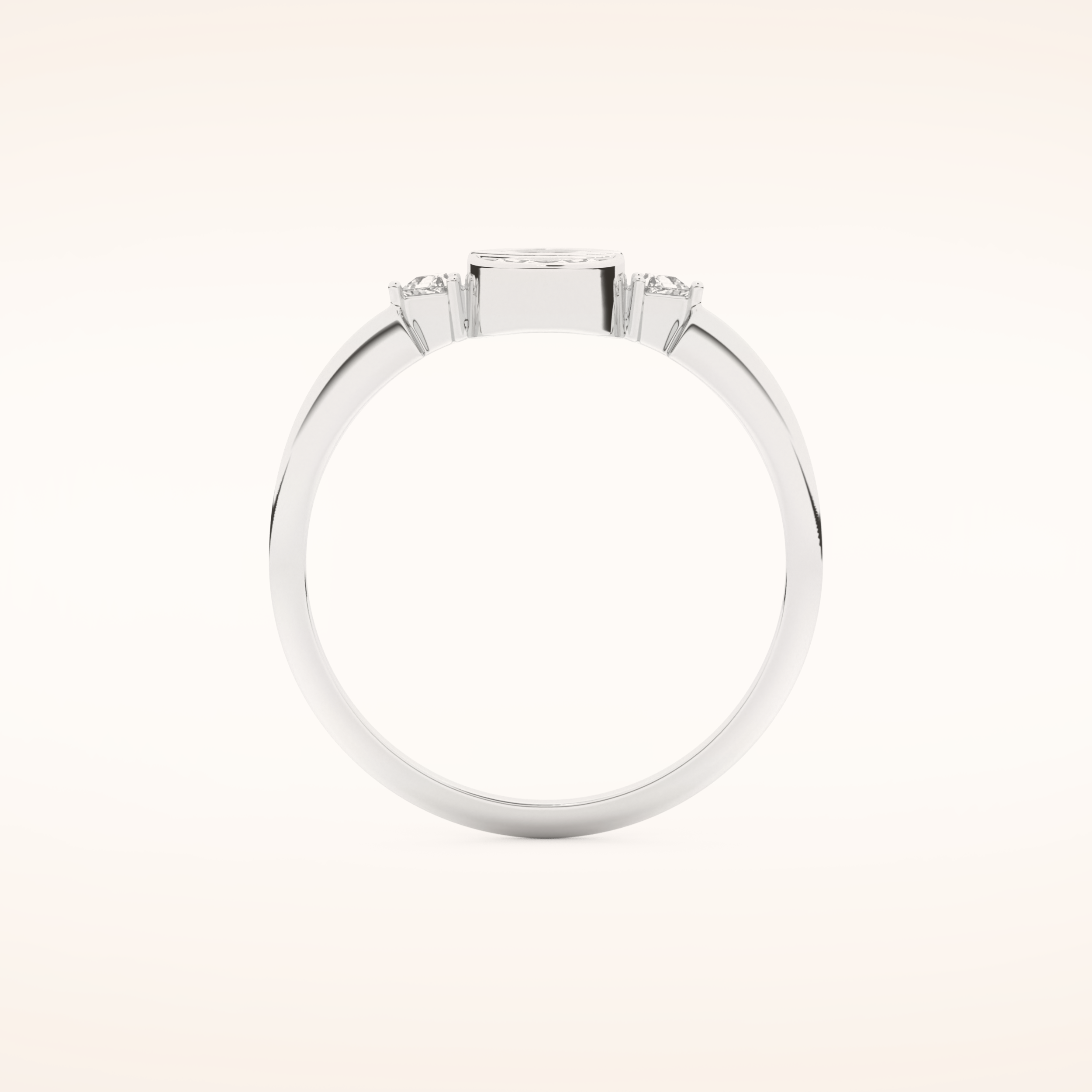 0.39 TCW Triangle, Half moon & Round Shaped Moissanite Multi Stone Bezel Wedding Band