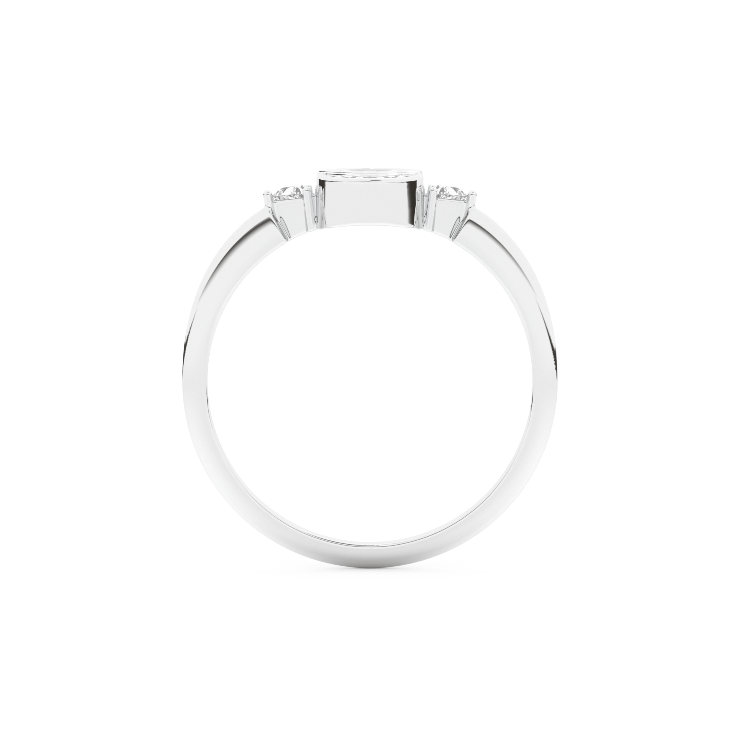 Wedding Band with 0.39 CT Triangle, Half Moon & Round Cut Moissanite – Yellow, White, or Rose Gold