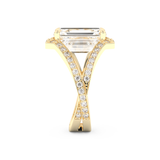 Elongated Emerald Cut 5.75 Carat Moissanite Ring – Split Shank & Pave Setting in Gold