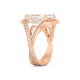Elongated Emerald Cut 5.75 Carat Moissanite Ring – Split Shank & Pave Setting in Gold