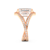Elongated Emerald Cut 5.75 Carat Moissanite Ring – Split Shank & Pave Setting in Gold