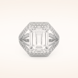 5.75 CT Emerald Shaped Pave & Split Shank Moissanite Engagement Ring