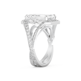 Elongated Emerald Cut 5.75 Carat Moissanite Ring – Split Shank & Pave Setting in Gold