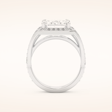 5.75 CT Emerald Shaped Pave & Split Shank Moissanite Engagement Ring