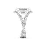 Elongated Emerald Cut 5.75 Carat Moissanite Ring – Split Shank & Pave Setting in Gold