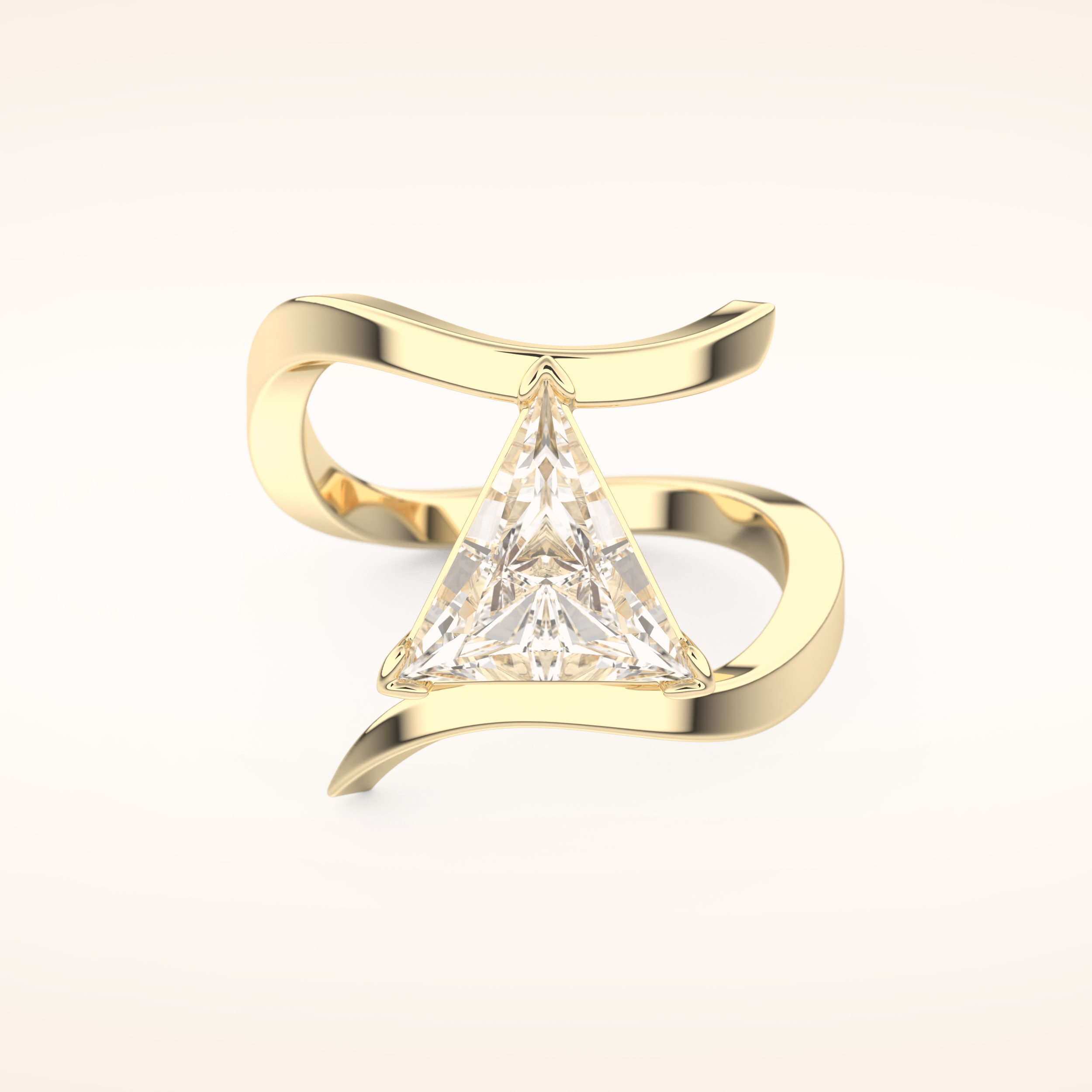 2.30 CT Triangle Shaped Solitaire Curved Shank Moissanite Engagement Ring