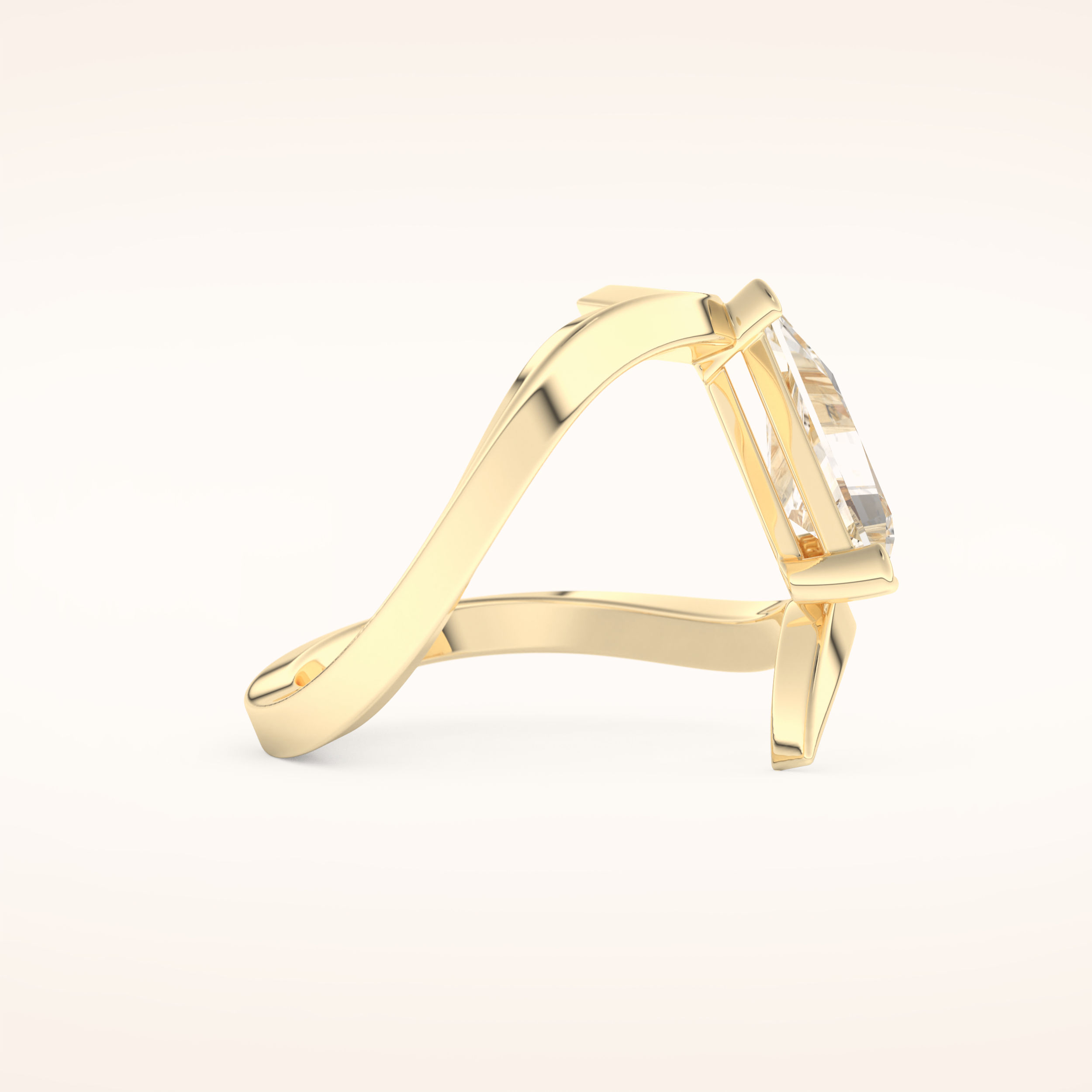 2.30 CT Triangle Shaped Solitaire Curved Shank Moissanite Engagement Ring