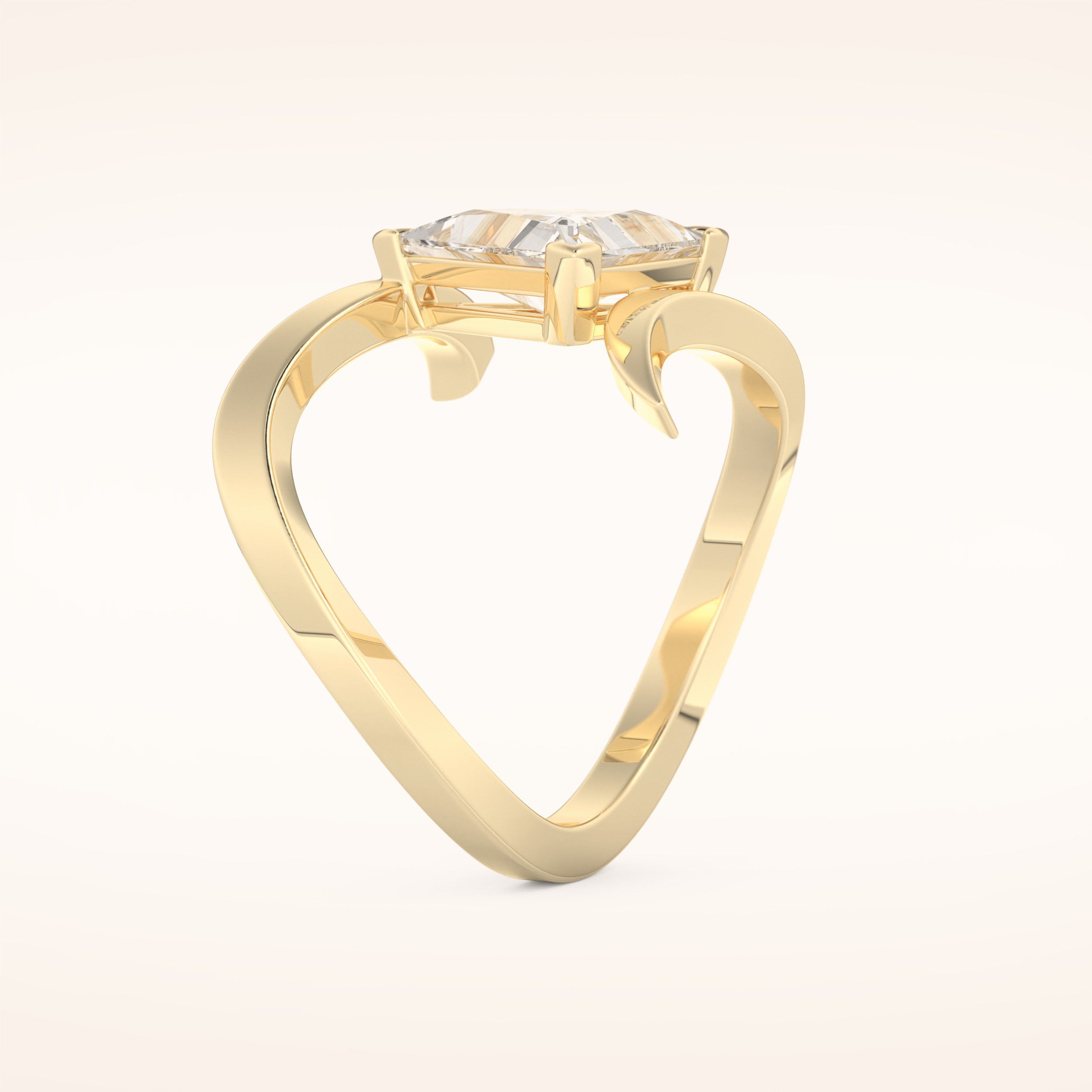 2.30 CT Triangle Shaped Solitaire Curved Shank Moissanite Engagement Ring