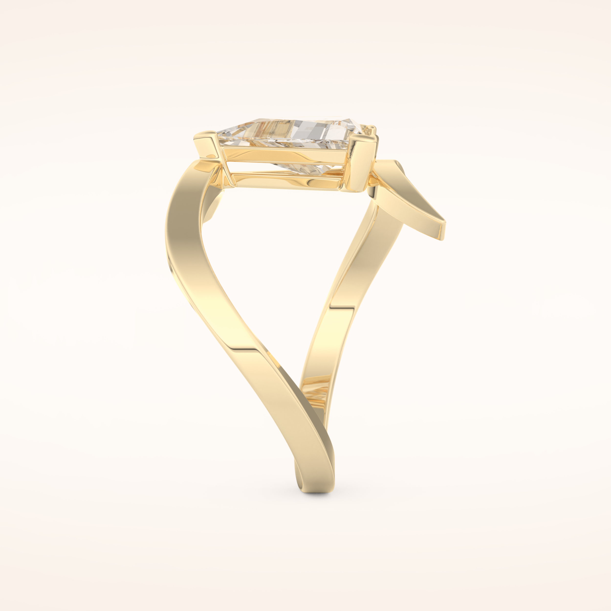 2.30 CT Triangle Shaped Solitaire Curved Shank Moissanite Engagement Ring